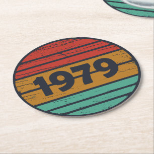 Dessous-de-verre Rond En Papier Né en 1979 cadeau d'anniversaire vintage