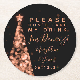 Dessous-de-verre Rond En Papier Ne prenez pas ma boisson ! Mariage rose de Noël