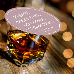 Dessous-de-verre Rond En Papier Ne prenez pas mon verre, je danse Mariage Rose Pou