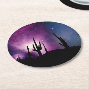 DESSOUS-DE-VERRE ROND EN PAPIER NEBULA DES LUMIÈRES DU DÉSERT
