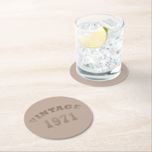 Dessous-de-verre Rond En Papier Née en 1971 élégante fête d'anniversaire vintage m