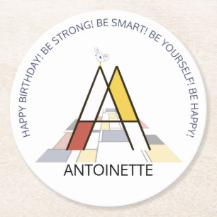 Dessous-de-verre Rond En Papier Neoplasticisme Art Cool Monogramme. Lettre A