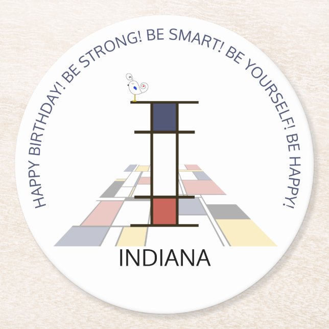 Dessous-de-verre Rond En Papier Neoplasticisme Art Cool Monogramme. Lettre I (Devant)