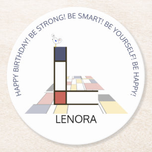 Dessous-de-verre Rond En Papier Neoplasticisme Art Cool Monogramme. Lettre L