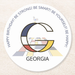 Dessous-de-verre Rond En Papier Néoplasticisme Art Monogramme Cool. Lettre G