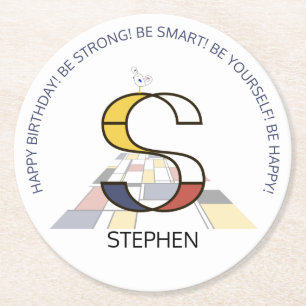 Dessous-de-verre Rond En Papier Néoplasticisme Art Monogramme Cool. Lettre S