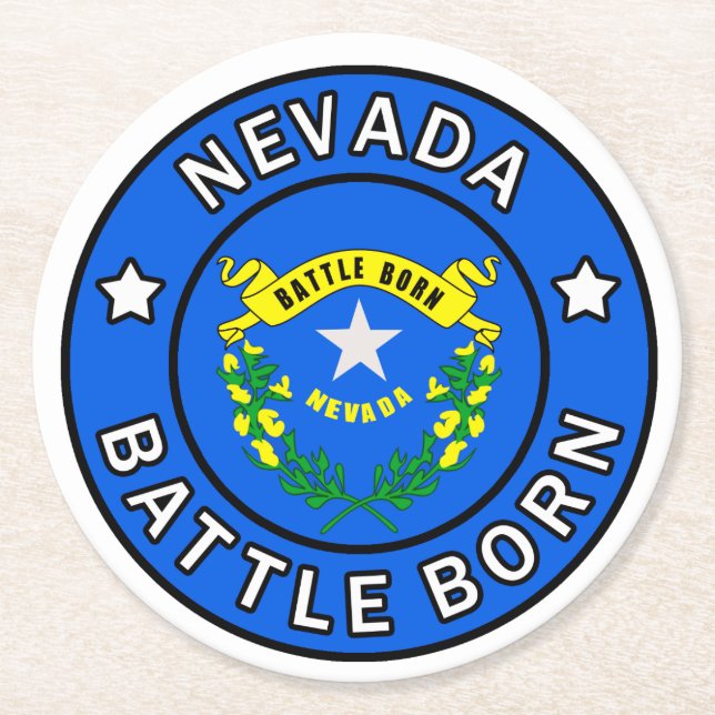 Dessous-de-verre Rond En Papier Nevada Battle Born (Devant)