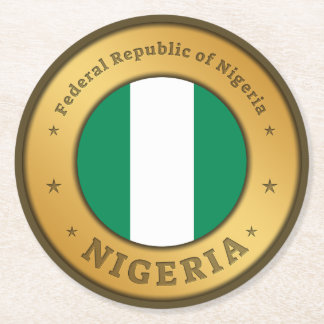 Dessous-de-verre Rond En Papier Nigeria Flag Badge