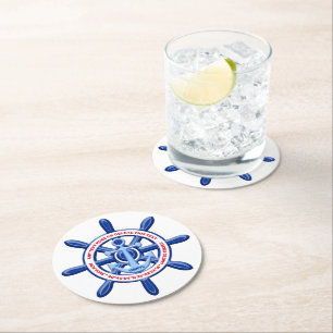 Dessous-de-verre Rond En Papier N'Importe Quel Port Maritime, Navire, Pays Personn