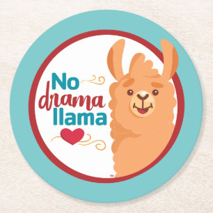Dessous-de-verre Rond En Papier No Drama Llama (Chaud) Turquoise