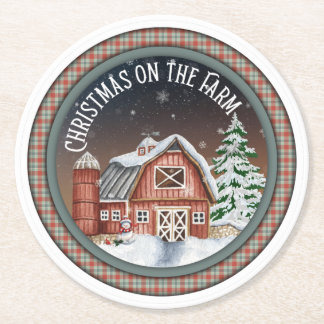 Dessous-de-verre Rond En Papier Noël à la ferme