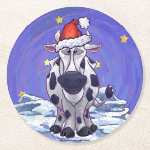 Dessous-de-verre Rond En Papier Noël à la vache