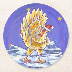 Dessous-de-verre Rond En Papier Noël au poulet