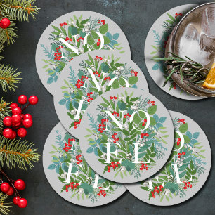 Dessous-de-verre Rond En Papier NOEL Berries et Noël vert
