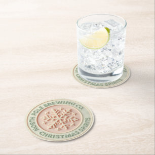 Dessous-de-verre Rond En Papier Noël Holiday North Pole Brewing
