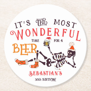 Dessous-de-verre Rond En Papier Noël Juillet Squelette été Weer Bière Anniversaire