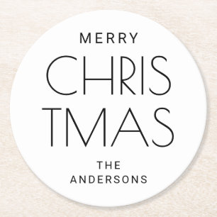 Dessous-de-verre Rond En Papier Noël moderne minimaliste. Vacances festives