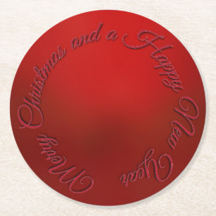 Dessous-de-verre Rond En Papier Noël rouge et Dessous de verre du Nouvel An