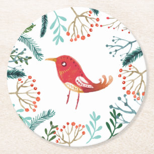 Dessous-de-verre Rond En Papier Noël rustique naturel