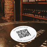 Dessous-de-verre Rond En Papier Noir blanc bar restaurant menu qr code<br><div class="desc">Un arrière - plan blanc classique et élégant. Personnalisez et ajoutez votre nom d'entreprise,  votre propre code qr et un texte. Texte noir.</div>