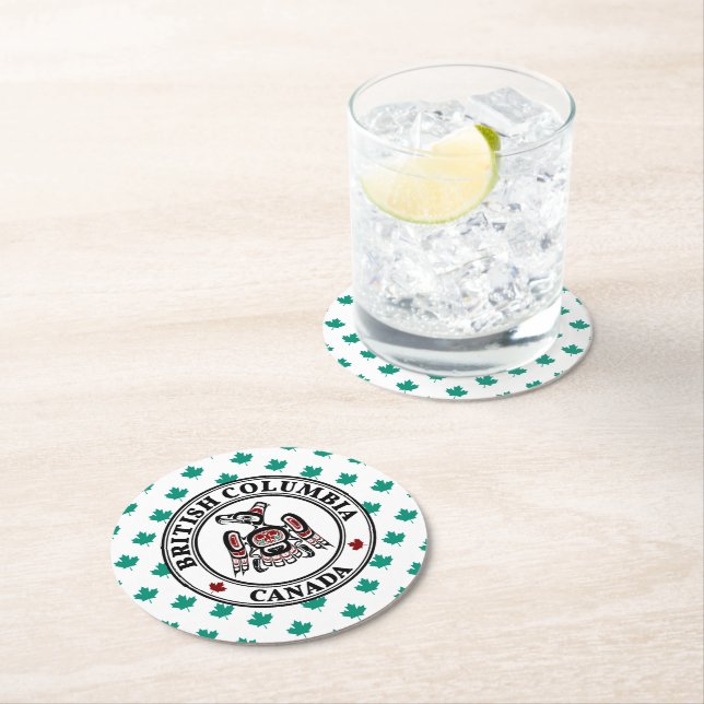 Dessous-de-verre Rond En Papier Noir rouge autochtone Kaigani Thunderbird (En situation)