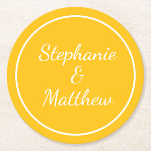 Dessous-de-verre Rond En Papier Nom de Mariage minimal simple et moderne personnal