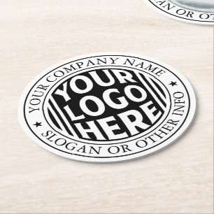 Dessous-de-verre Rond En Papier Nom d'entreprise minimal et logo de marque personn