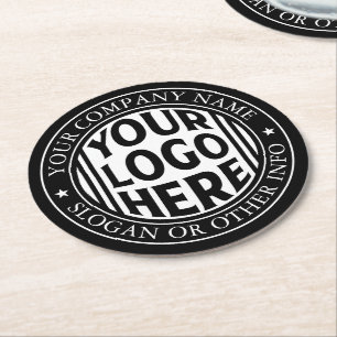 Dessous-de-verre Rond En Papier Nom d'entreprise minimal et logo de marque personn