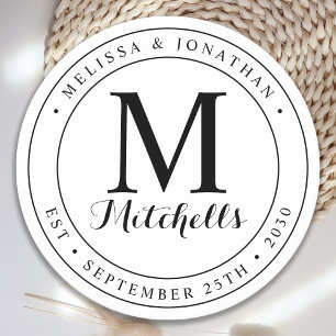 Dessous-de-verre Rond En Papier Nom du monogramme personnalisé Mariage de date