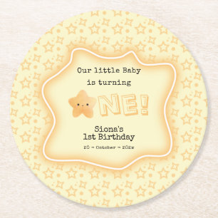 Dessous-de-verre Rond En Papier Notre bébé a un an Une étoile mignonne 1er anniver