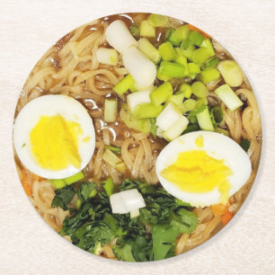 Dessous-de-verre Rond En Papier Nouilles, Ramen Funny Soupe Photo