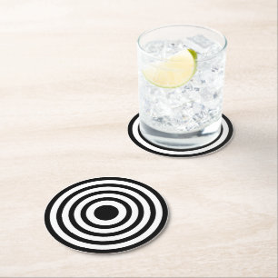 Dessous-de-verre Rond En Papier Novelty Black and White Bullseyes Cercles