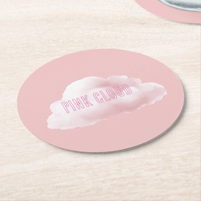 Dessous-de-verre Rond En Papier Nuage Rose (Incliné)