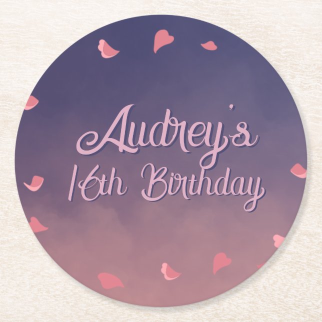 Dessous-de-verre Rond En Papier Nuit à Paris Anniversaire (Devant)