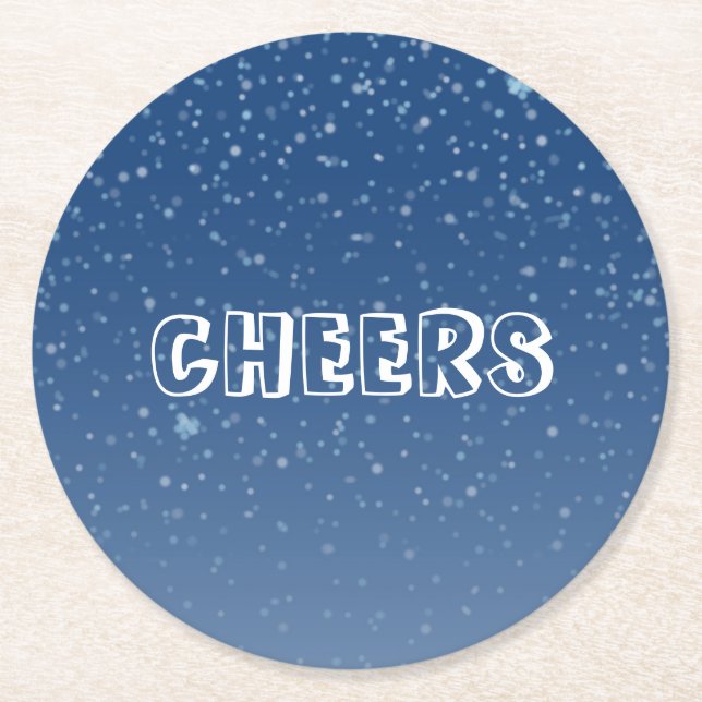 Dessous-de-verre Rond En Papier nuit d'hiver bleu foncé (Devant)