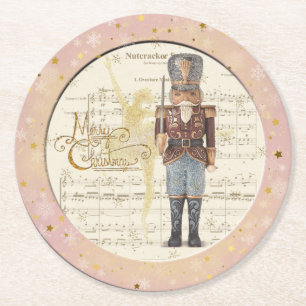 Dessous-de-verre Rond En Papier Nutcracker Soldier - Arrière - plan de musique