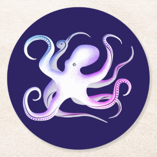 Dessous-de-verre Rond En Papier Octopus blanc