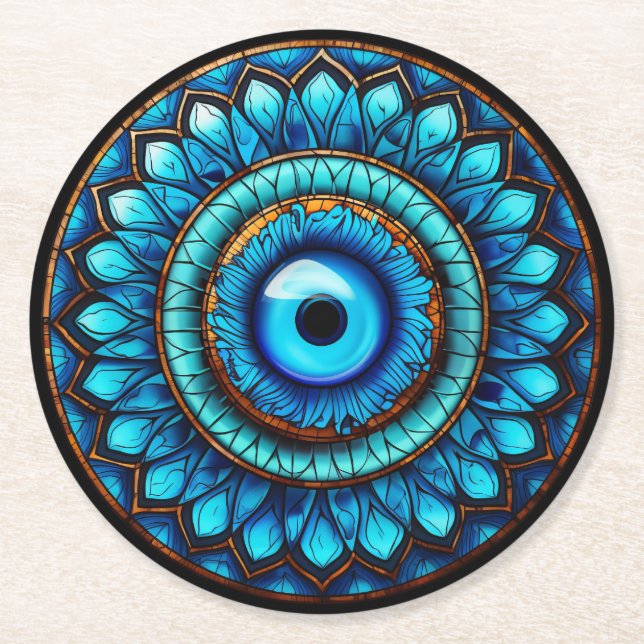 Dessous-de-verre Rond En Papier Œil de dragon (Devant)