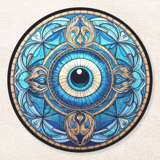 Dessous-de-verre Rond En Papier Œil de dragon (Devant)