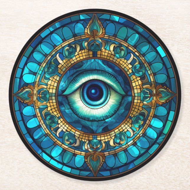 Dessous-de-verre Rond En Papier Œil de dragon (Devant)