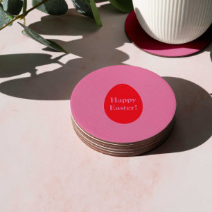 Dessous-de-verre Rond En Papier OEuf rouge et rose minimum Pâques