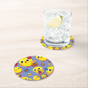 Dessous-de-verre Rond En Papier OEufs de Pâques de Hatch Retro