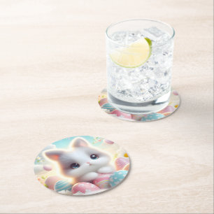 Dessous-de-verre Rond En Papier Œufs de Pâques mignons pastel Kawaii