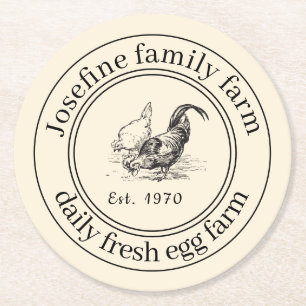 Dessous-de-verre Rond En Papier Oeufs frais de la ferme Poulailler Ferme de campag