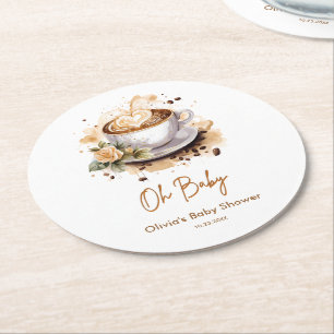 Dessous-de-verre Rond En Papier Oh Baby A Baby est en train de brasser Baby shower