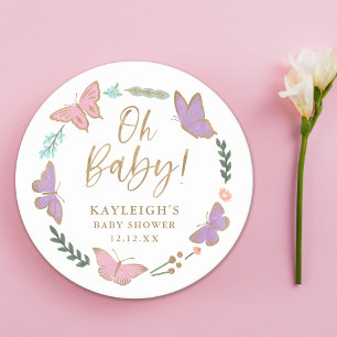 Dessous-de-verre Rond En Papier Oh Baby Joli Baby shower de papillons