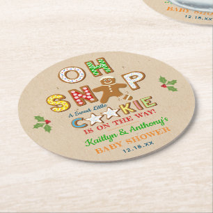 Dessous-de-verre Rond En Papier Oh Snap! Bébé gâteau de Noël Shower