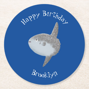 Dessous-de-verre Rond En Papier Oiseau de mer mola mola mignonne caricature