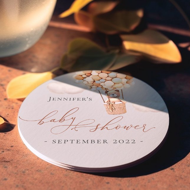 Dessous-de-verre Rond En Papier On Peut Attendre ! Caoutchouc de papier rond baby  (Créateur téléchargé)