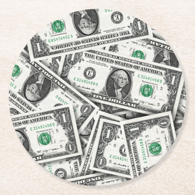 Dessous-de-verre Rond En Papier One Dollar Bill Pattern (Devant)